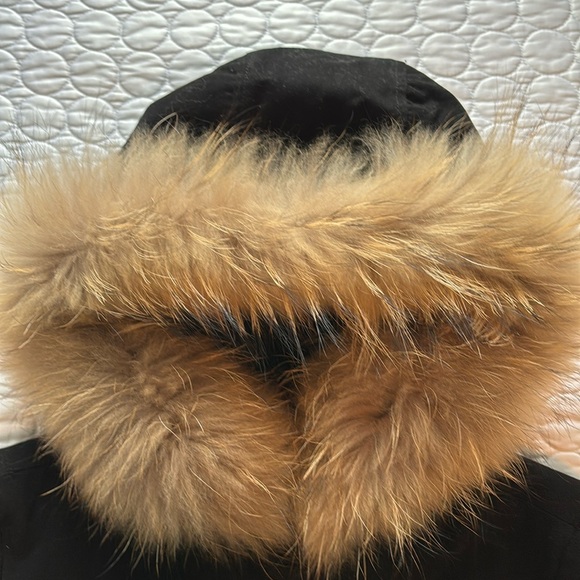 MAJE Black Fox Fur Parka Leather Trim sz 1 (small) - Picture 4 of 12